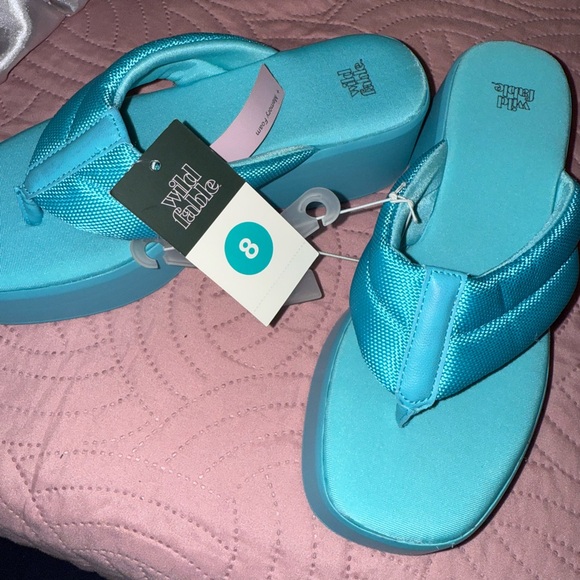 wild fable Shoes - Wild Fable Turquoise Platform Flip Flops